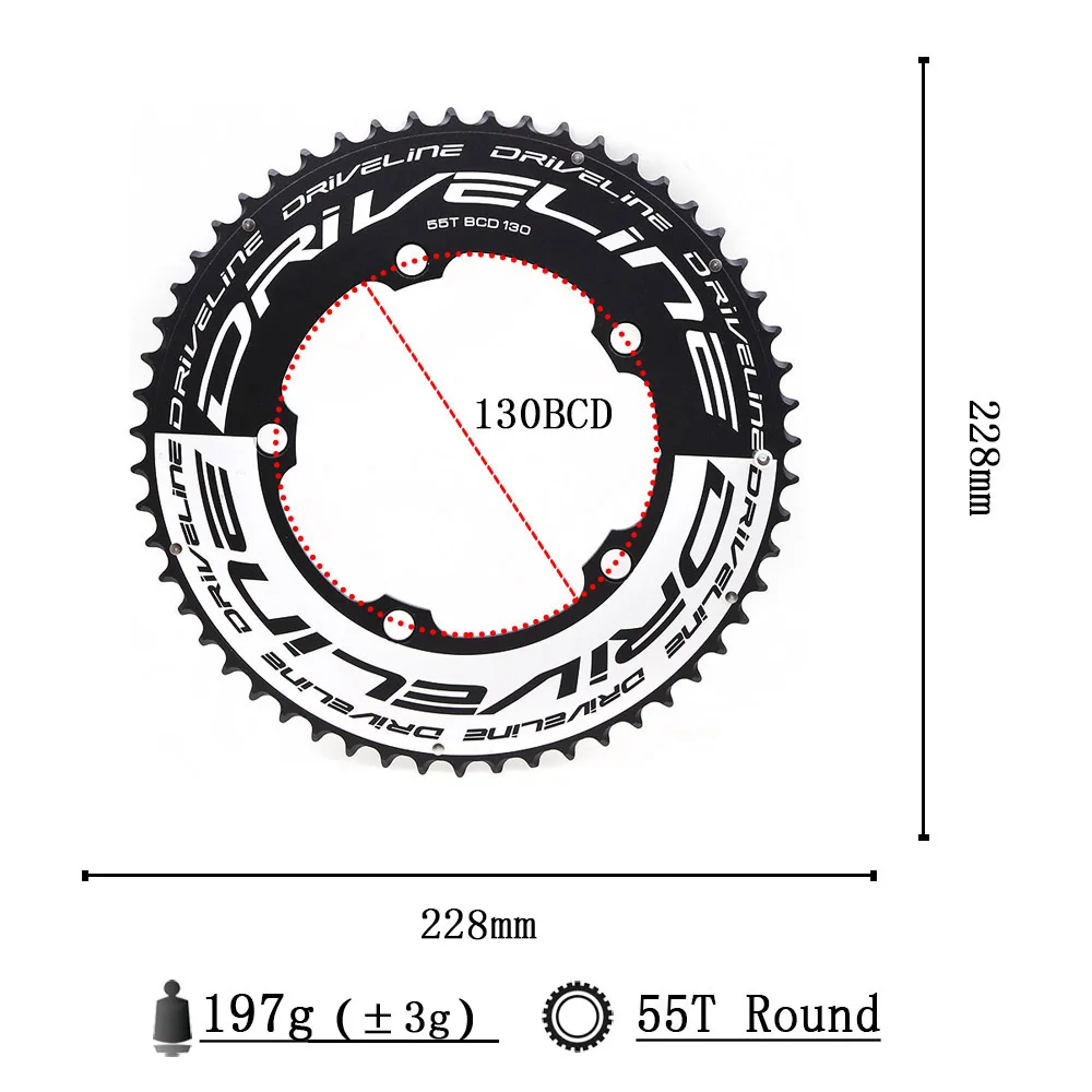 DRIVELINE CNC 50/53/54/55/56/58T bicicleta de carretera TT plato 9/10/11S 130BCD