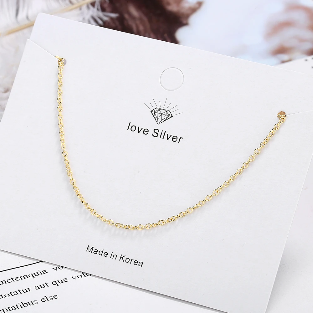 Classic Basic Chain 100% 925 Sterling Silver Lobster Clasp Necklace Chain Fine Jewelry for Women 40CM Link Chain YNC089