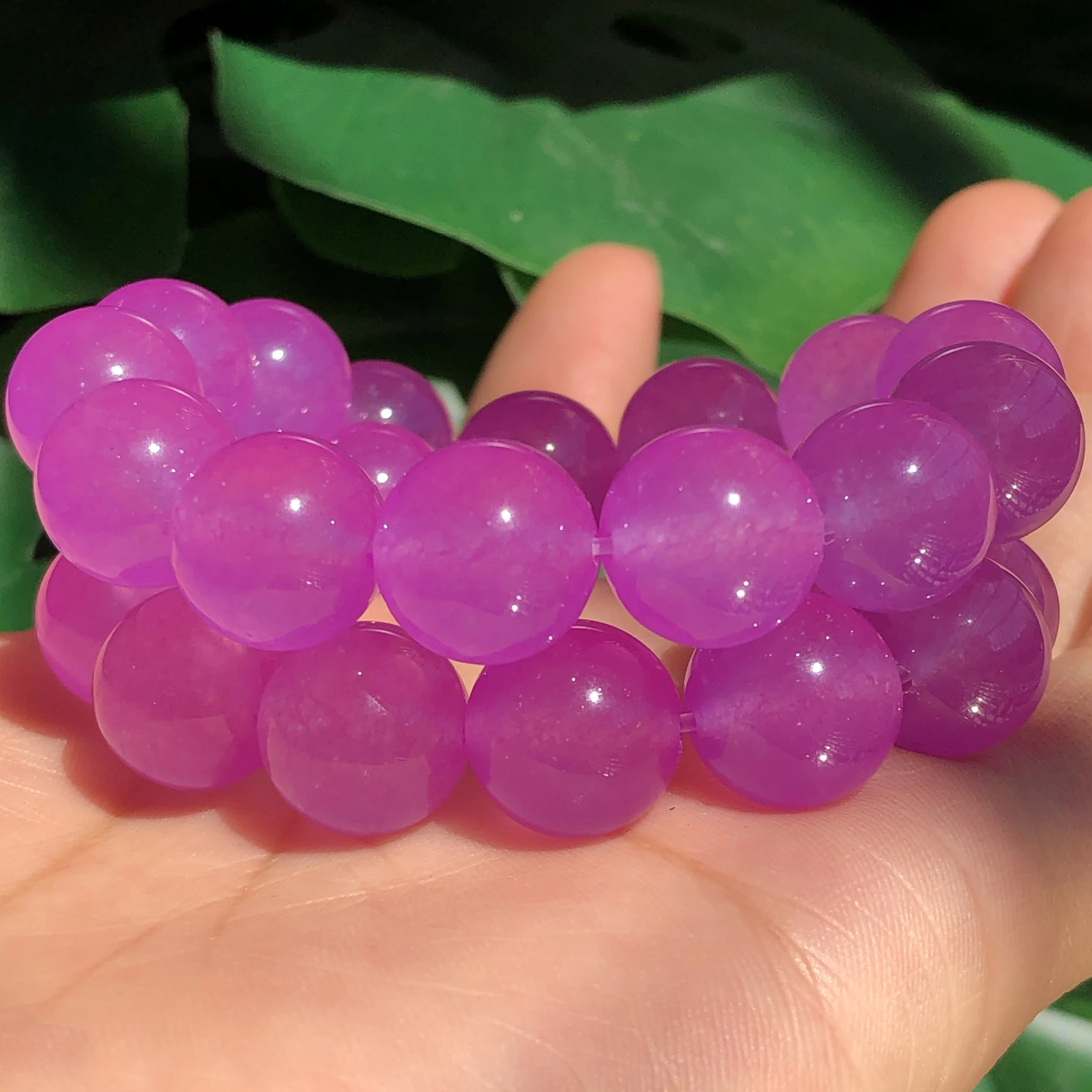 Natural Stone Fuchsia Chalcedony Jades Bead Loose Spacer Mineral Beads For Jewelry Making DIY Bracelet Necklace 4-12mm Pick Size