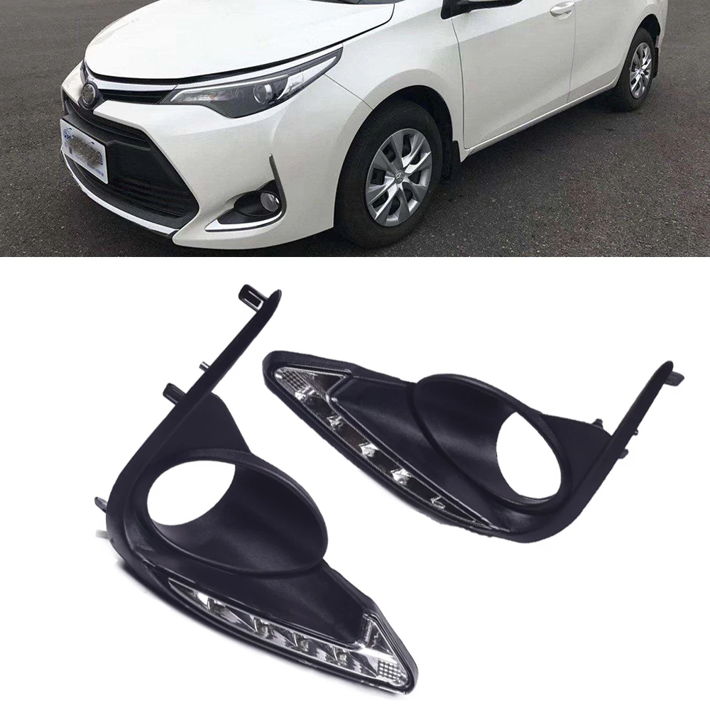 2 Pieces Car Special LED Daytime Lights 12V White Yellow Blue LED Daylight Replace Fog Lamp Cover DRL for Toyota Levin 2017 2018