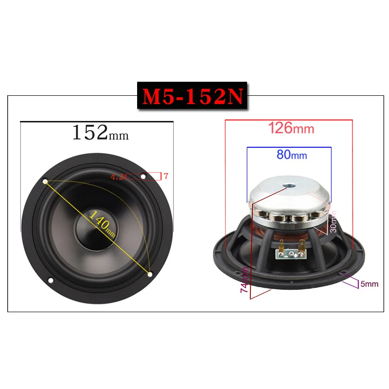 HIFIDIY LIVE hifi 4~6.5Inch120/153/182mm Pure Midrange Full frequency speaker unit 8OHM 50W100W 120W midbass loudspeaker M4/5/6N