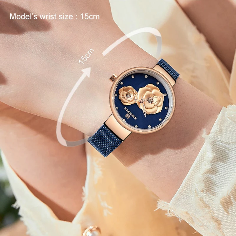 Top Luxury Brand NAVIFORCE Ladies Watch Fashion Creative 3D Rose Women wrist watches Casual Dress Clock Relogio Feminino 2019