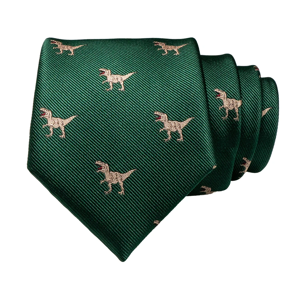 JEMYGINS New Design Animal Tie For Men Silk Woven Necktie 8cm Cartoon Dinosaur Fox Jacquard Fashion Party Wedding Gravata gift