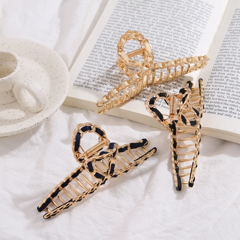 Elegant Gold Color Hollow Geometric Metal Hair Claws For Women Vintage Hair Clips Headband Hairpins Fashion Hair Accessories