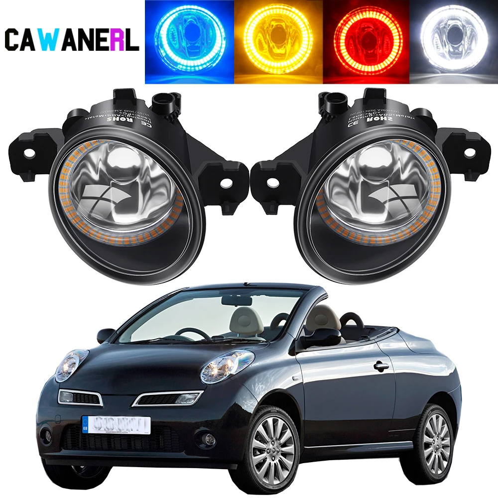 2 X Car Right + Left Angel Eye Fog Light Assembly 20W Fog Daytime Lamp For Nissan March Micra C+C (K12) Convertible 2005-2015