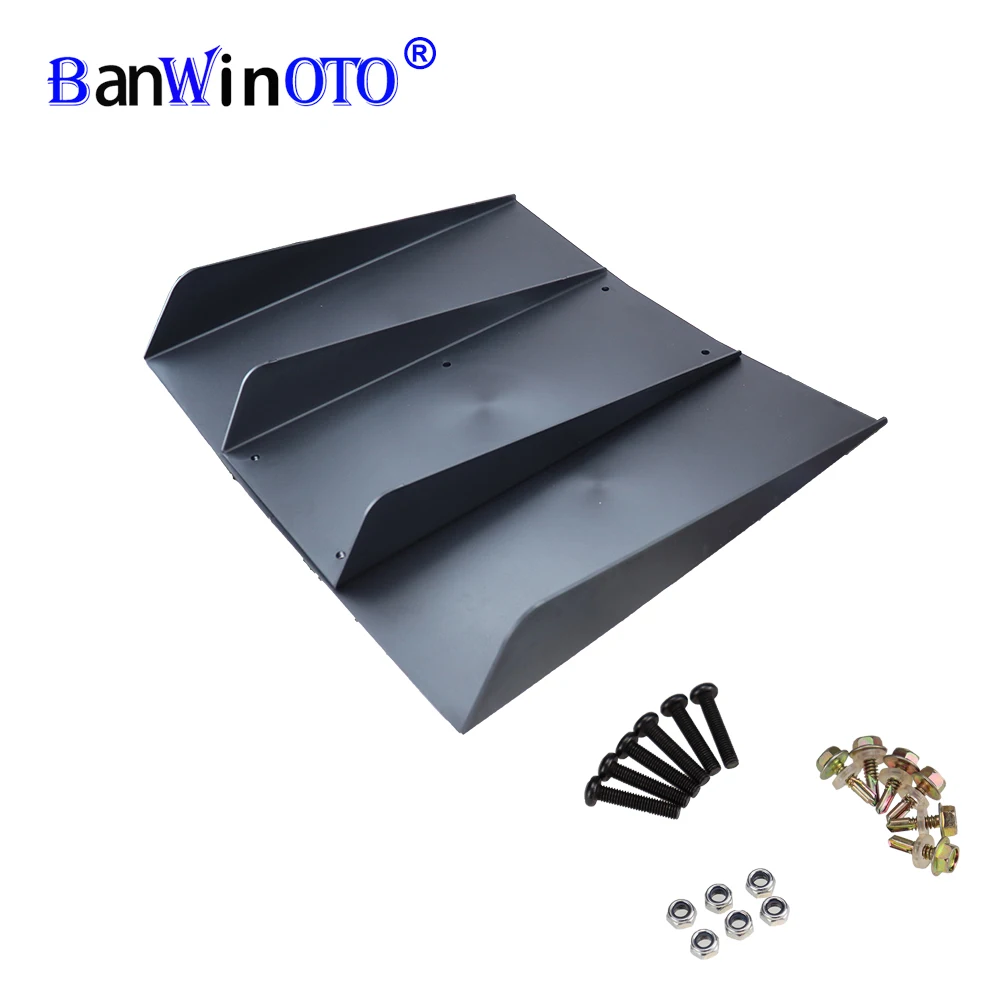 

Universal Rear Bumper Diffuser Lip 22" x 21" Black ABS Car Rear Spoiler Decoration Fin 4 Shark Fins Diffuser