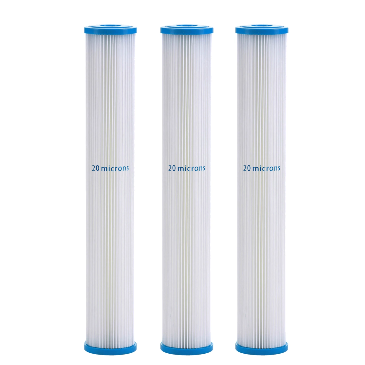 Filtro acqua per sedimenti in poliestere pieghettato da 20 Micron cartuccia di ricambio da 20 "x 2.5" pre-filtro universale per tutta la casa-confezione da 3