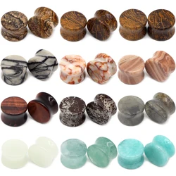 Alisouy 2PCS Natural Stone Ear Expanders Ear Plugs Flesh Tunnels Gauges 6mm-16mm ear Stretchers Taper Body Piercing Jewelry