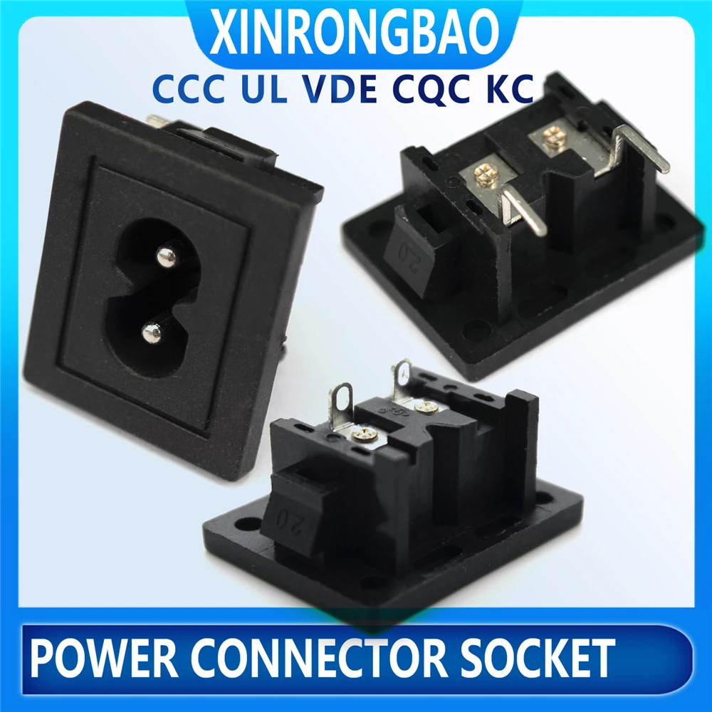 5 pcs good quality Big C8 male power socket 2 jack power outlet embedded electric connector connector 31mm*24mm AC 2.5A 5A 250v