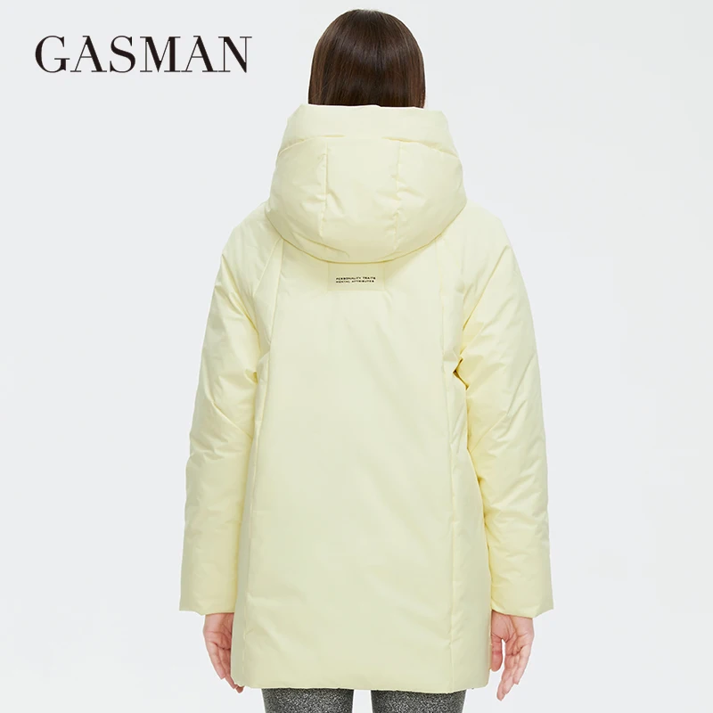 GASMAN 2022 Winter down jacket collection Fashion Solid Stand-up collar Women Coat Elegance Hooded Women\'s jackets 8198