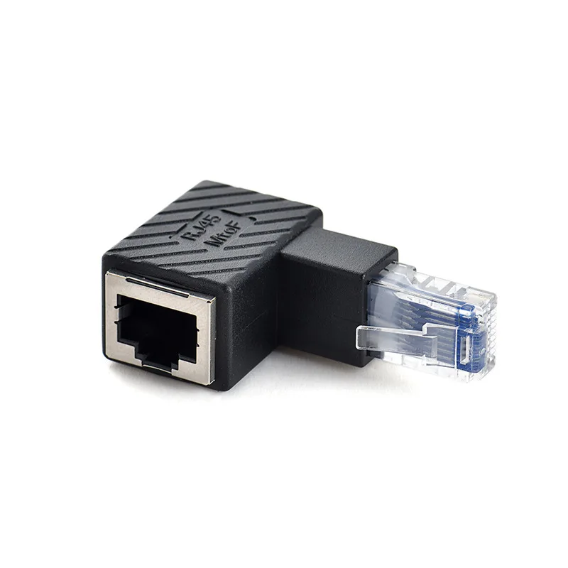 90/180/270 درجة الزاوية اليمنى RJ45 ذكر إلى أنثى Cat5/6 إيثرنت LAN تمديد محول