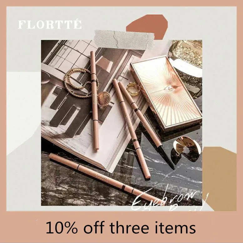 Flortte Double-head Superfine Eyebrow Pencil Waterproof and Smudge-proof Long-lasting Eyebrow Makeup Easy to Color Cosmetic