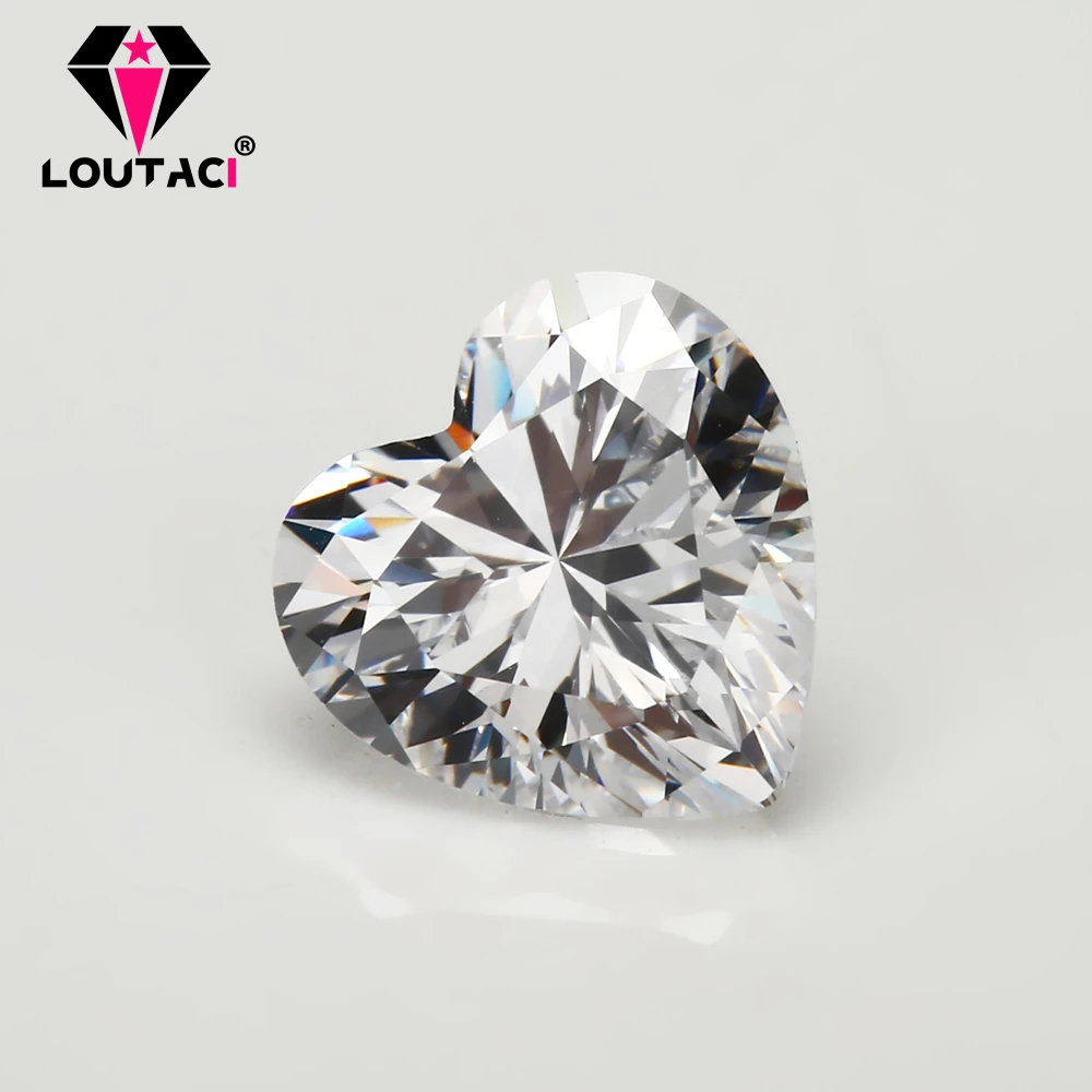 LOUTACI Fancy Style Gemstones Heart Shape White 5A Cubic Zirconia Jewelry Brilliance Middle Size 5x5-10x10mm