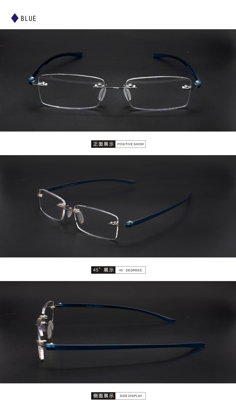 Rolipop Randlose Lesebrille Männer Rezept Damen Leser Metall Anti-müdigkeit Presbyopie Vergrößerungs – Detail 11