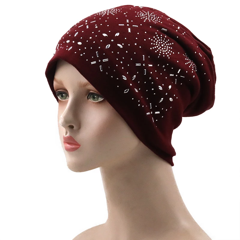 Girl Female Beanie Bonnet Autumn And Winter Caps Hip-hop Cap Flower Rhinestone Hats For Women Beanies Balaclava Womens Skullie