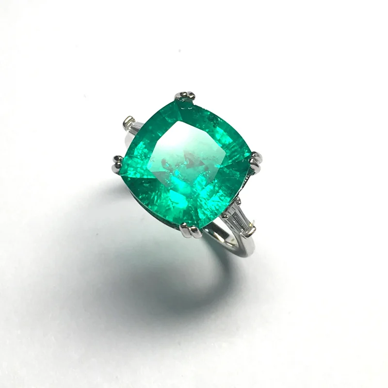 VANTJ Real 10K Gold Lab Grown Created Colombia Emerald 