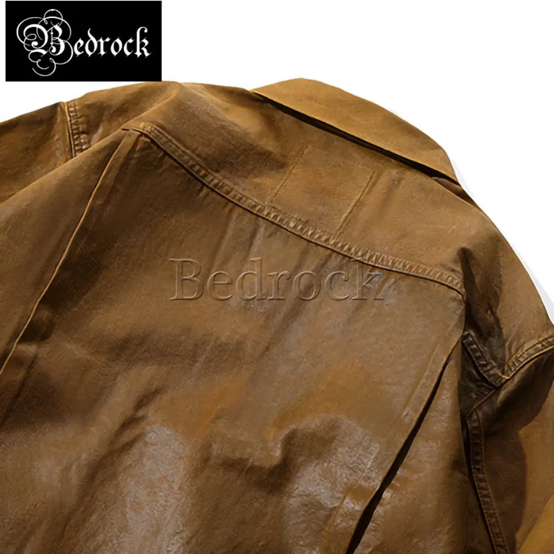 MBBCAR 10oz handmade PU coated twill brown 507XX OW raw denim jacket for men windproof Amekaji vintage tooling jacket 3093