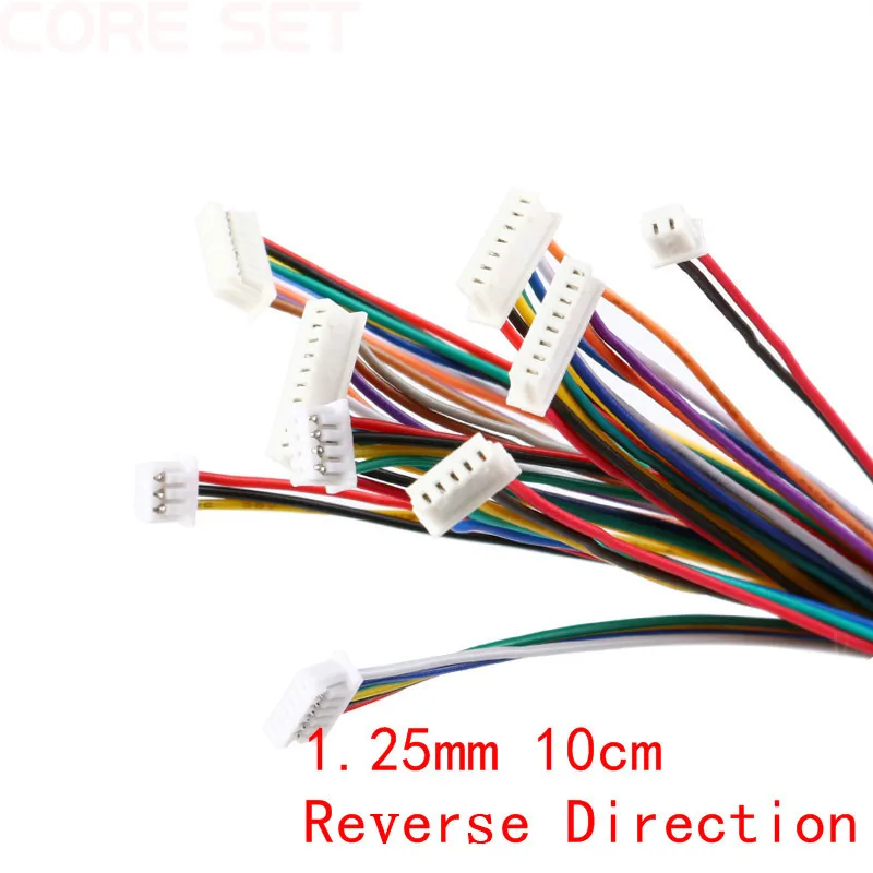 5Pcs Cable Connector XH 1.25 28AWG JST Double Electronic Wire Connectors 2/3/4/5/6/7/8/9/10 Pin 10cm DIY Line Reverse Direction