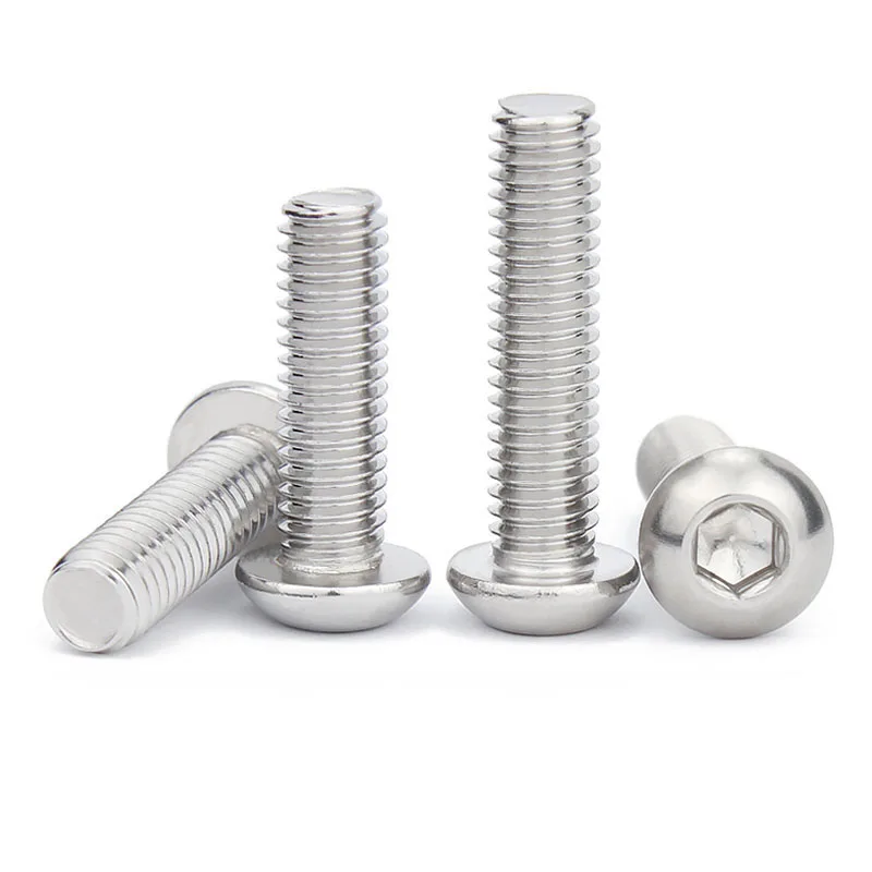 2/5/50pcs M1.6 M2 M2.5 M3 M4 M5 M6 M8 M10 ISO7380 304 Stainless Steel Hexagon Hex Socket Pan Button Allen Bolt Round Head Screw