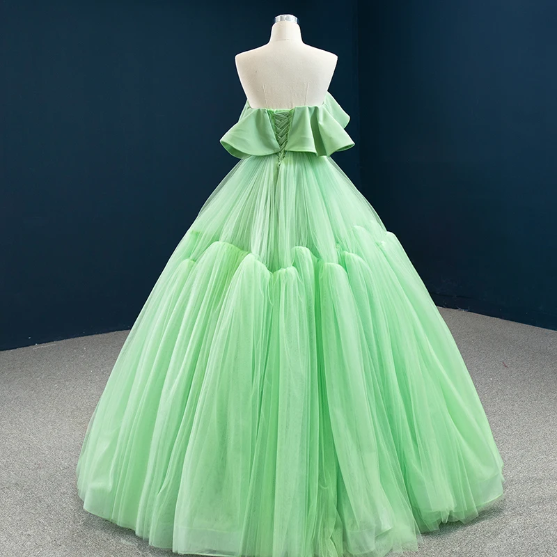 J67012 JANCEMBER Grass Green Elegangt Simple Evening Party Dresses Strapless Ruffles Sleeveless Ball-Gowns вечерние платья