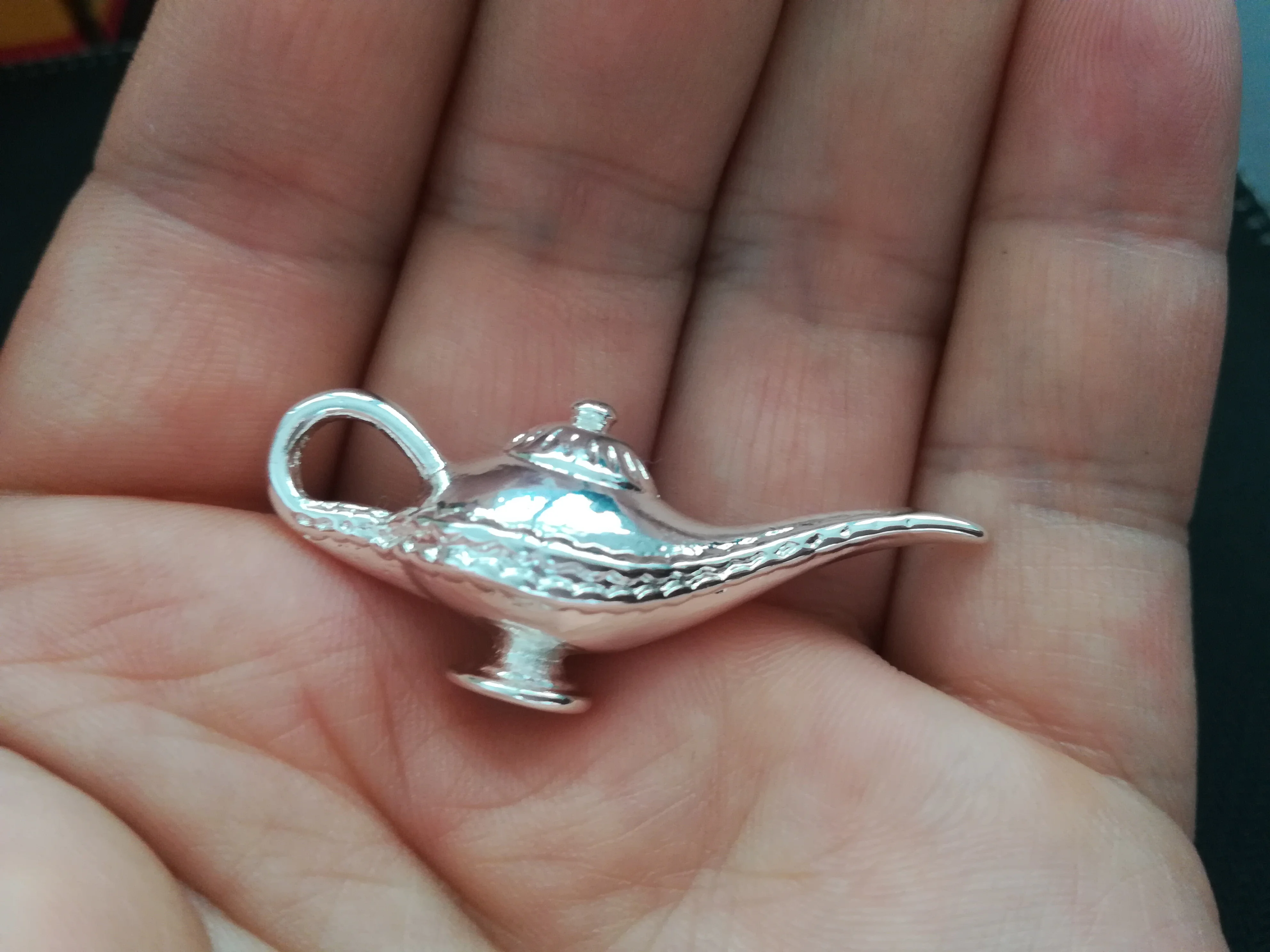 retro Handmade Pure Brass Aladdin magic lamp craft DIY jewelry ornament portable Miniature Keychain Pendant souvenir gift a4100