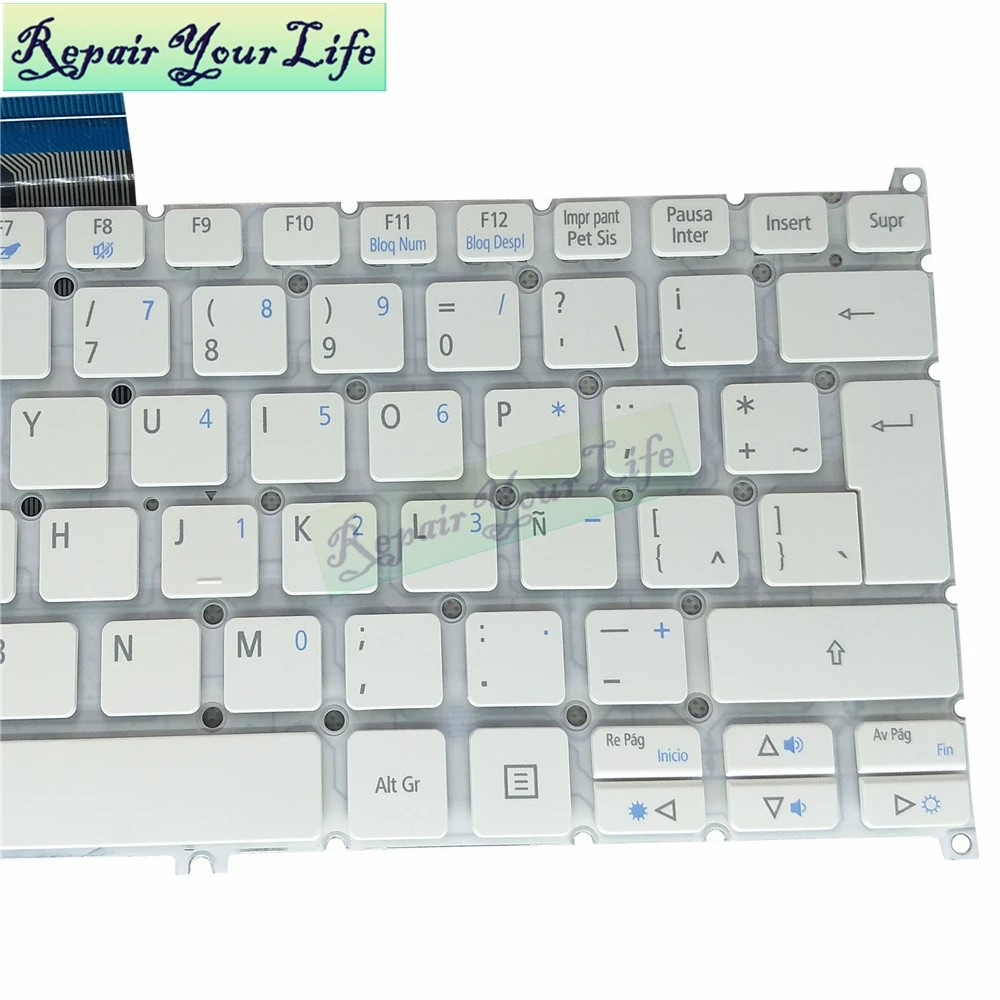 Clavier d'ordinateur portable blanc pour Acer V5 122 V5-122P V5-132 P V13 132 E11 V3-371 E3-112 N15W5 LA Latin E3-111