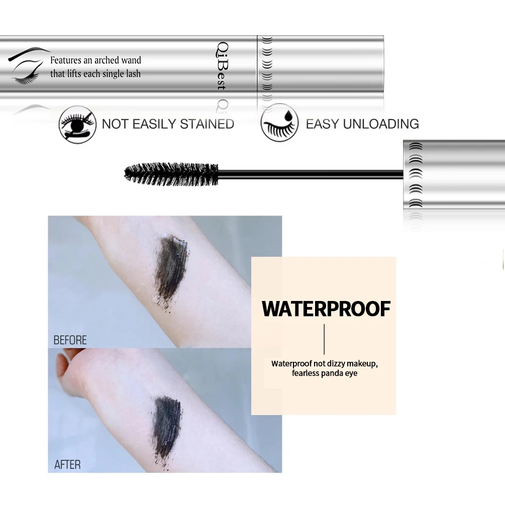 2pcs/set Black Mascara Beauty Makeup 4D Curling Lash Eyelash Extension Waterproof Liquid Volume Mascara Long-wearing Cosmetic