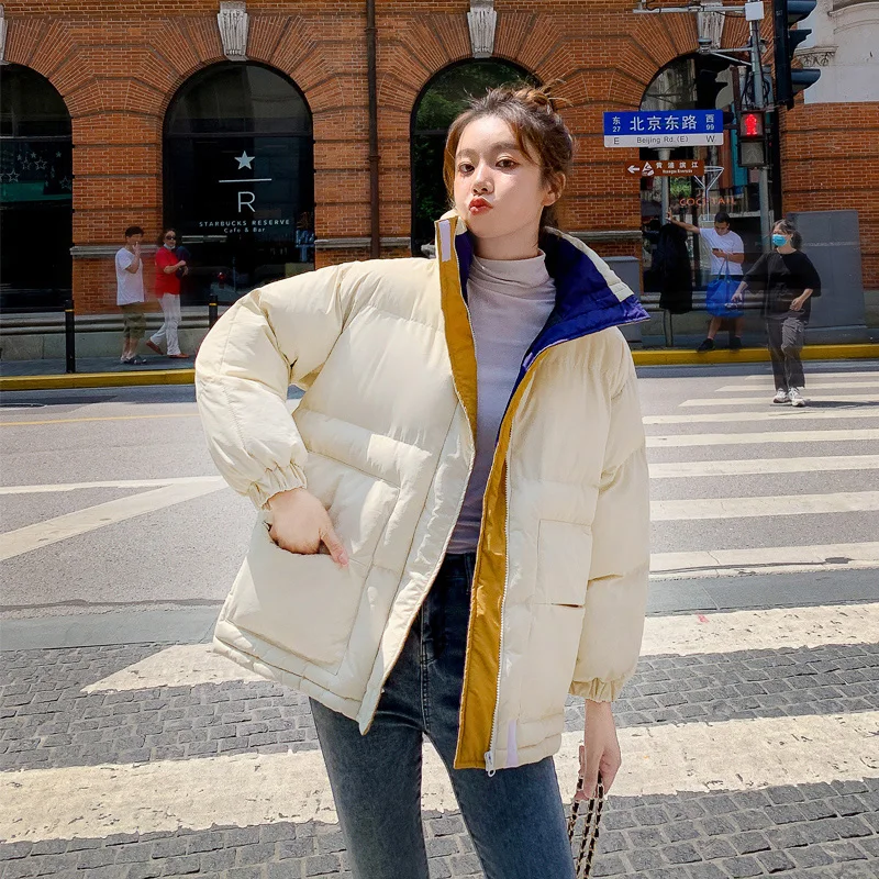 Winter -20℃ Oversize Jacket Female Coat Patchwork Windbreaker Women Padded Zipper Outwear Parka Thick  Streetwear Overcoat Warm