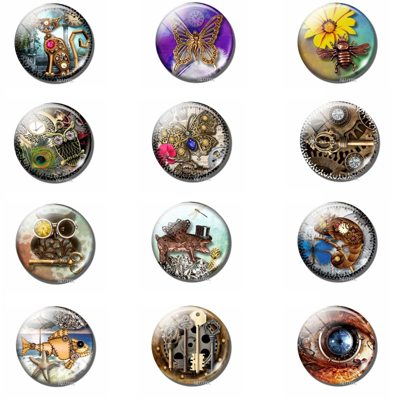 30MM Modern Metal Style Glass Dome Fridge Magnet Angel Butterfly Steampunk Message Board Sticker Featured FridgeMagnet HomeDecor