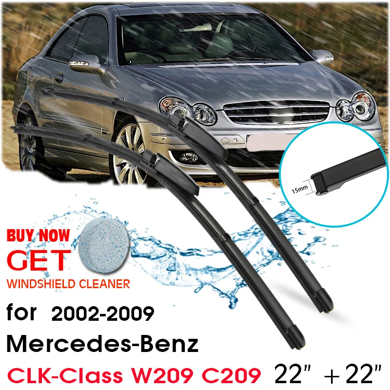 

Car Front Window Windshield Rubber Silicon Refill Wiper For Mercedes-Benz CLK-Class W209 C209 2002-2009 22"+22" Car Accessories