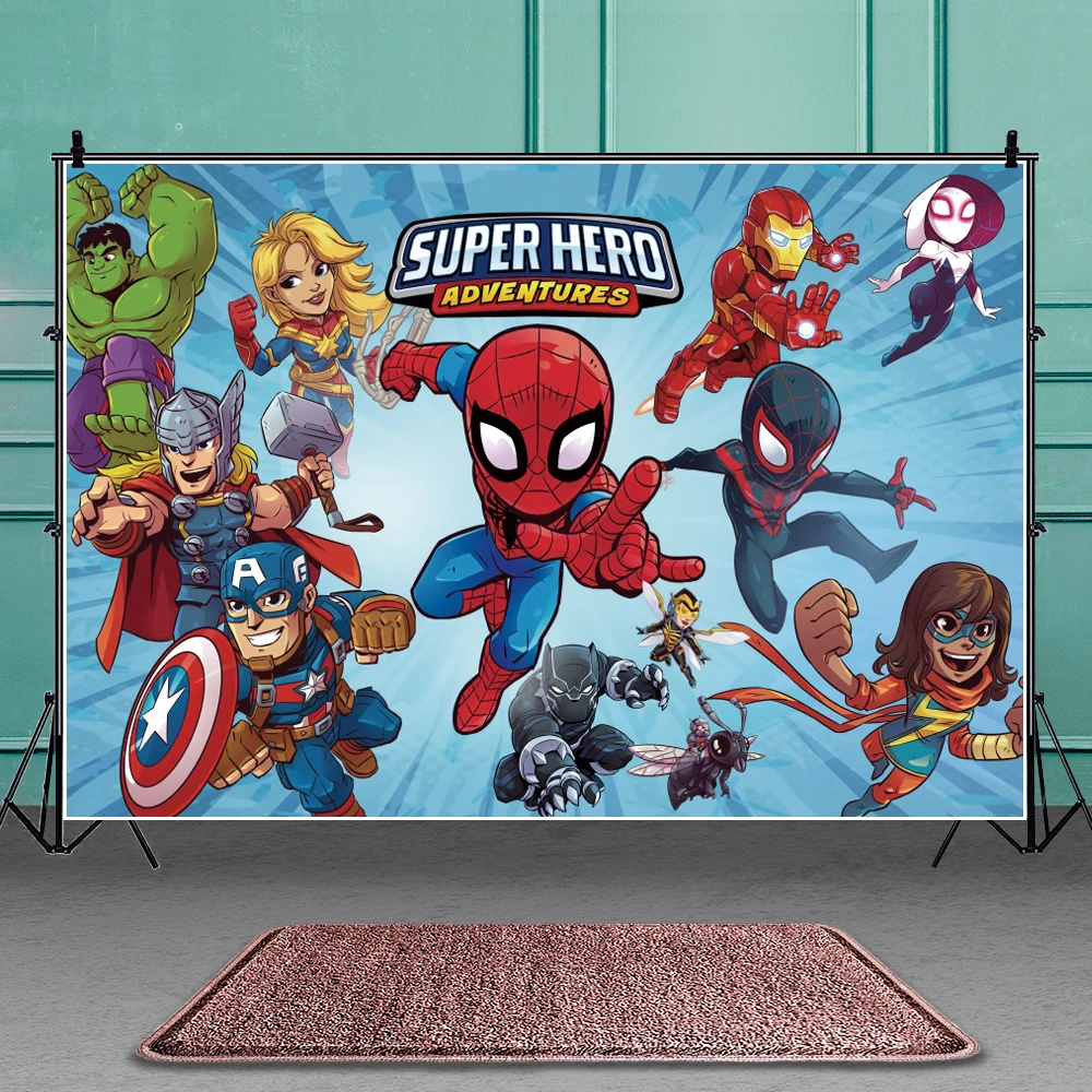 The Avengers Birthday Background Children Baby Cartoon Superhero Party Decorations Custom Photography Poster Photos Backdrops