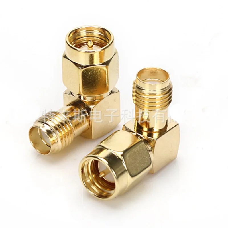 2pcs SMA to SMA Connector 90 Degree Right Angle SMA Male to Female Adapter Screw the Needle to SMA Male to Female