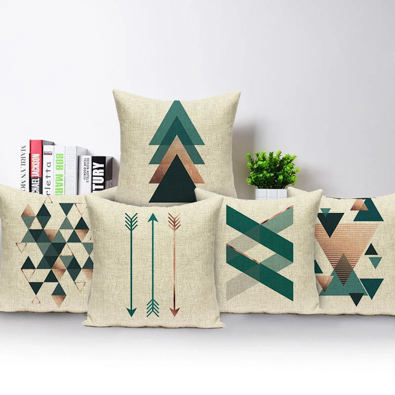 

Modern Geometry High Quality Cushion Cover Throw Pillow Polyester Car Sofa Bed Home Decor Triangle Arrow Printed Pillow Case