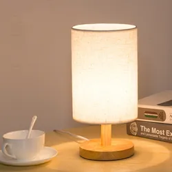 Solid Wooden Table Lamp Living Room Bedroom Bedside Led Lights Night Nightstands EU/US/UK plug E27 Bulb