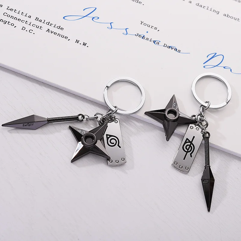 Kunai Shuriken Konoha Ninja Keychain for Bags 2024 Men Anime Trinkets Keyring Accessories Women Jewelry Backpacks