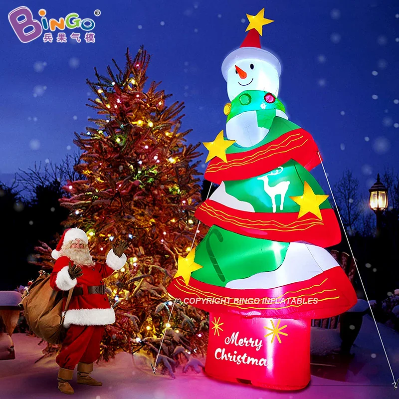 

Inflatable Christmas Outdoor 3.7mH(12ft) High Christmas Tree With Snowman Inflatable Stage Decoration Inflatable Toys For Sale