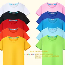 2025 Summer New 100% Cotton White Solid color T-shirt Boy Girl Causal O-neck Basic T-shirt Child High Quality Classical Tops