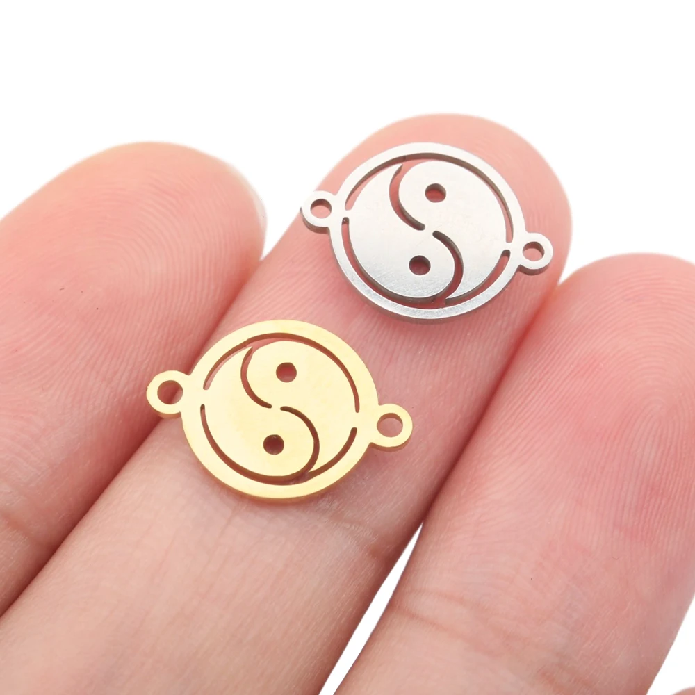 5 sztuk ze stali nierdzewnej Taichi Symbol Yin i yang Charms złącza bransoletki DIY dla naszyjnik wisiorek akcesoria do wyrobu biżuterii