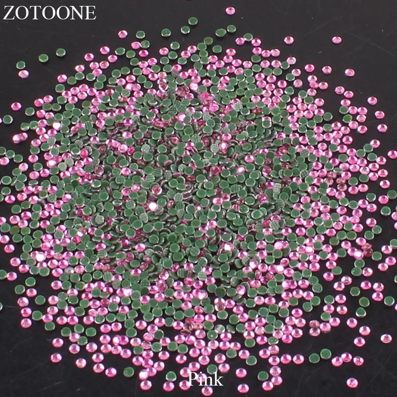 ZOTOONE Iron On Strass Crystal Hotfix Flat Back 1440 Mixed Nail Art Glass Rhinestones Pink Stones For Clothes Decoration DIY E