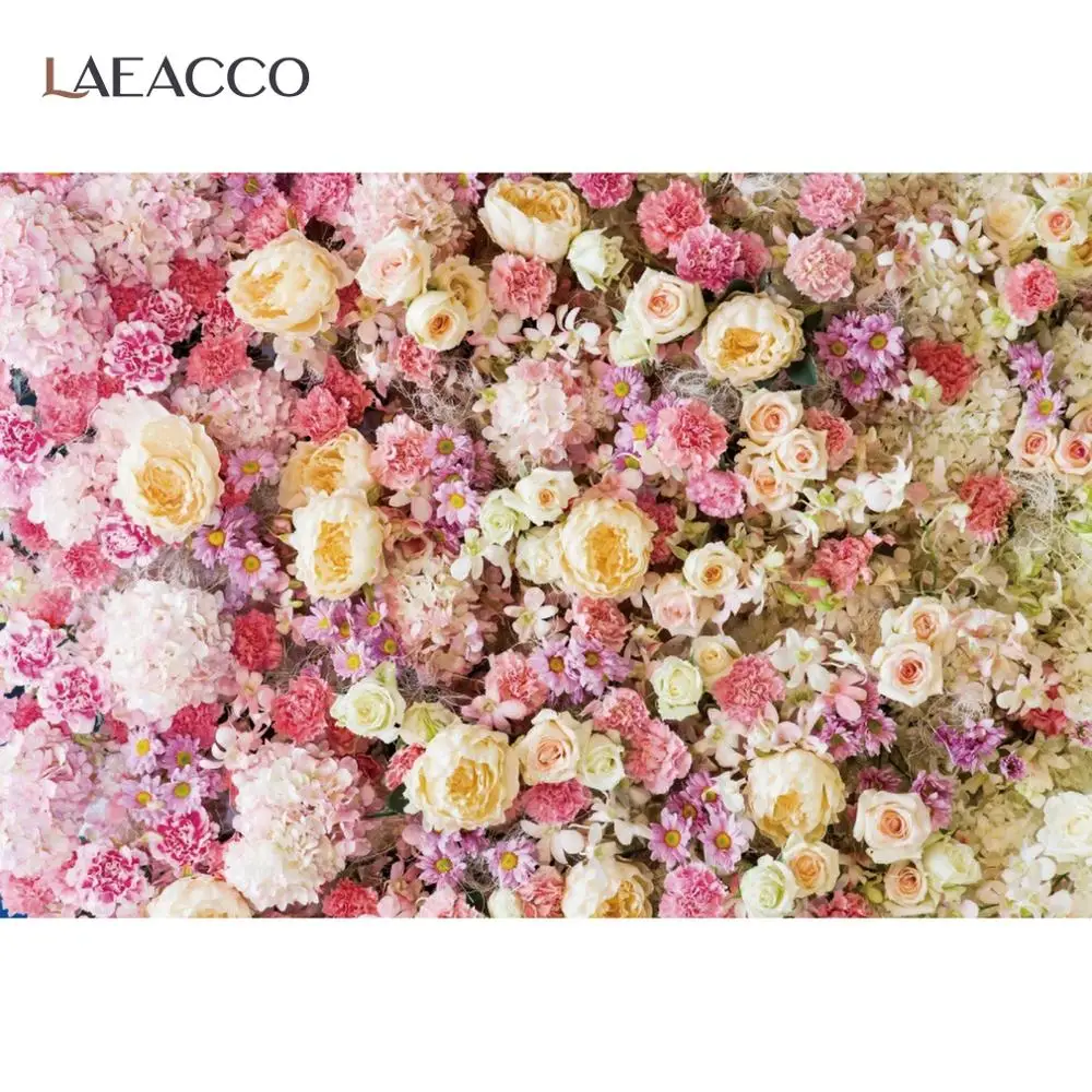 Laeacco-خلفية صور رومانسية لحديثي الولادة ، زهور وردية ، خلفية للتصوير الفوتوغرافي لمرحلة الزفاف ، صورة خلفية لاستوديوهات الصور