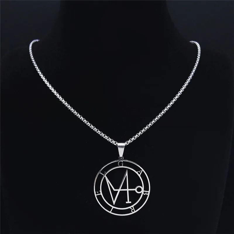 

2024 Archangel Gabriel Sigil DEL SOL Stainless Steel Necklace Religious carving icon seven Arch Angels Jewelry collares N3037S03