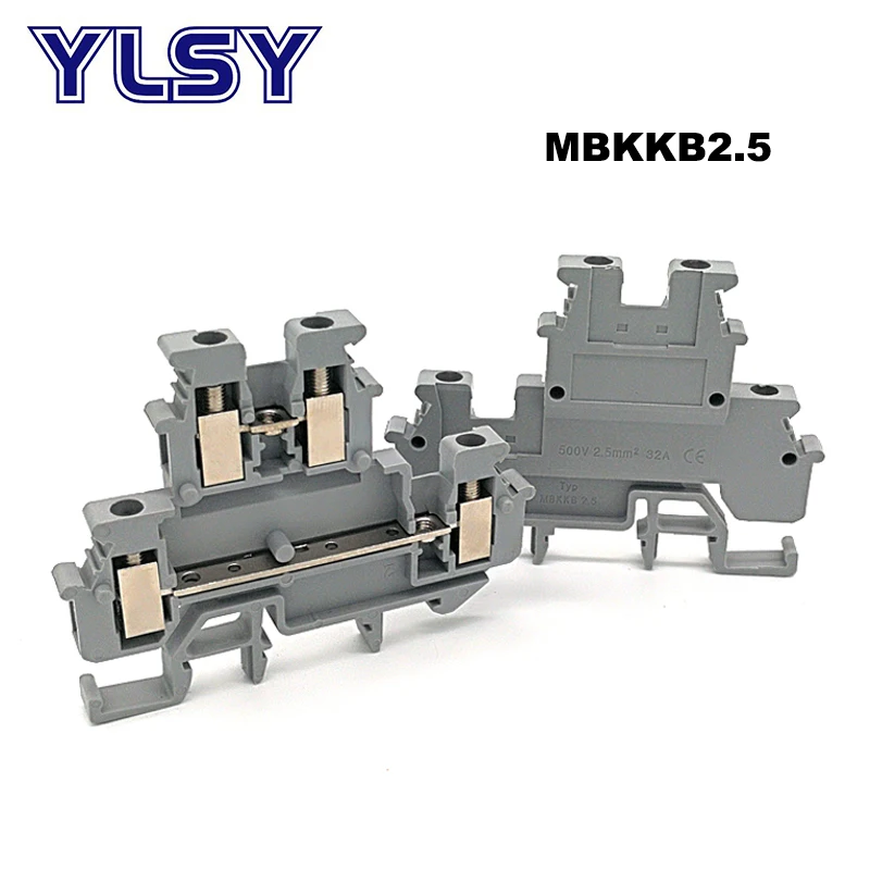 10/15/50pcs Din rail dual row terminal blocks MBKKB2.5 screw wire electrical double terminals block connector morsettiera 32A