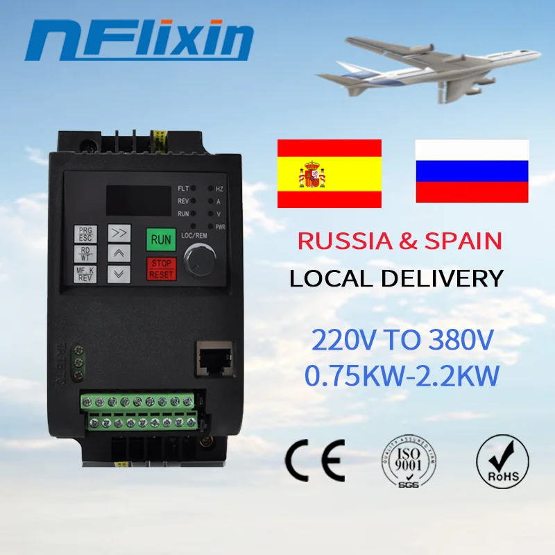 Frequency Converter Adjustable Speed VFD Inverter 1.5KW/2.2KW/4KW/5.5KW/7.5KW/11KW 3P 220V to 380V for Motor Frequency inverter