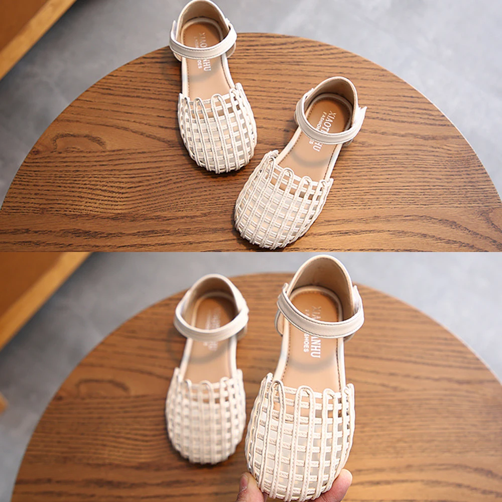 Bohemian Brown Sandals for Girls Plaid Princess Summer Shoes Casual White Wedding Flats Cool Breathable Lightweight Dressy Shoes