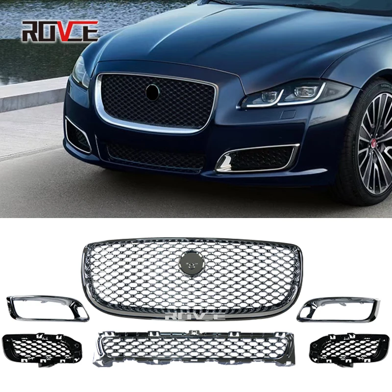 For Jaguar XJ 2016-2018 XJ Car Front Grille upper Grille Mesh Gloss Black Upgrade From Low Configuration To High Configuration