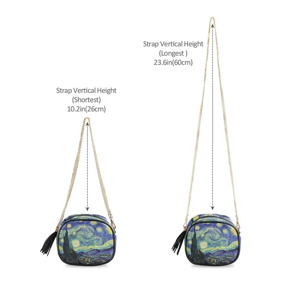 HOT Small Shoulder Bag For Women Messenger Bags Ladies Retro Leather Van Gogh Oil Painting Handbag Purse Female Crossbody Bag
