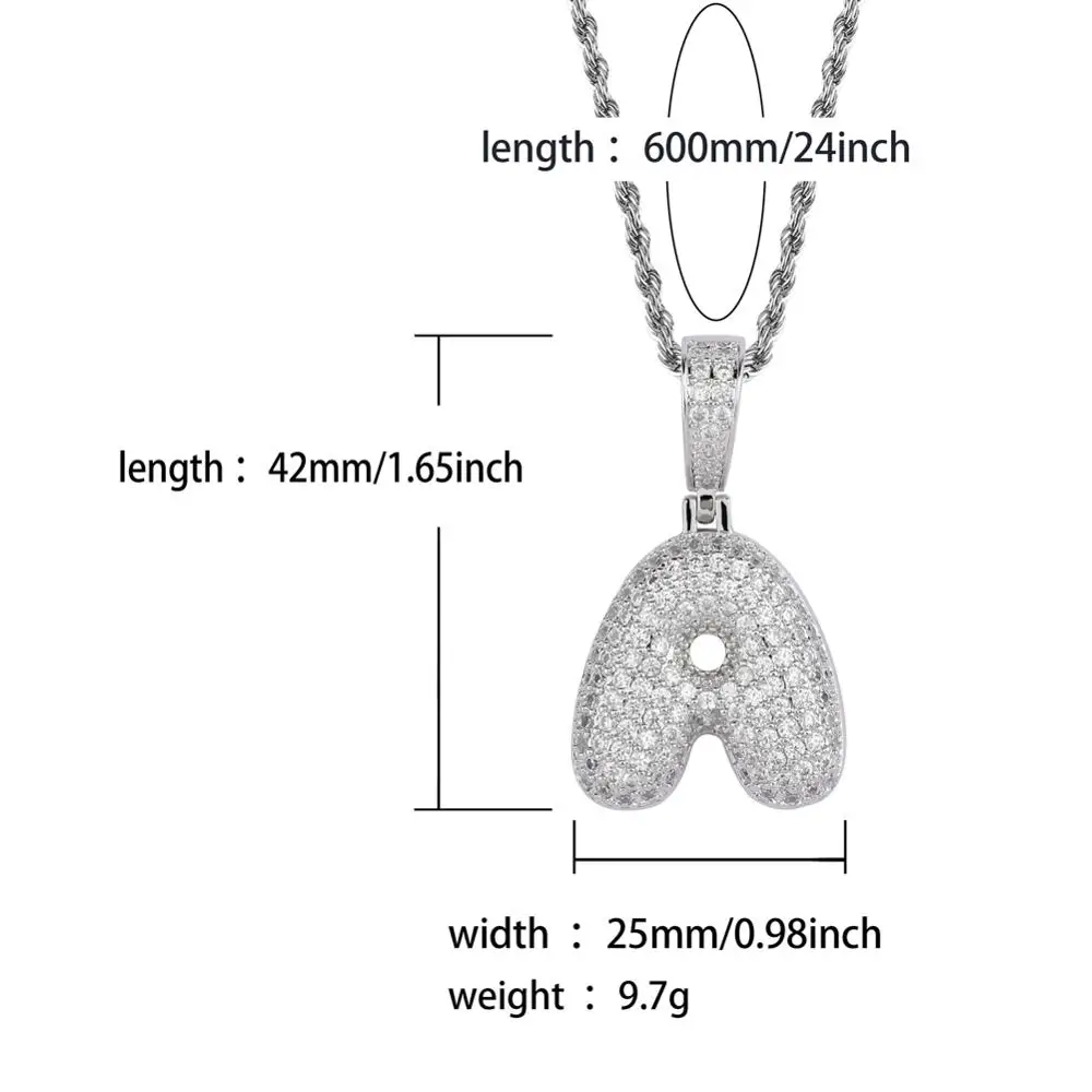 GUCY A-Z  Name Bubble Letters Necklaces & Pendant Charm For Men Women Gold Silver Color Cubic Zircon Hip Hop Jewelry Gifts