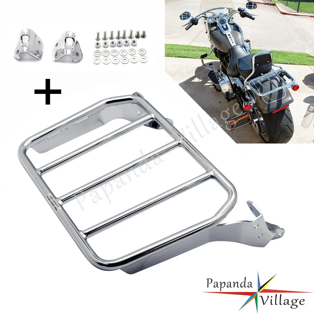 

Chrome Steel Sport Sissy Bar Backrest Rear Luggage Rack Kit for Harley 2018-2020 Softail Fat Boy FLFB FLFBS Breakout FXBR FXBRS