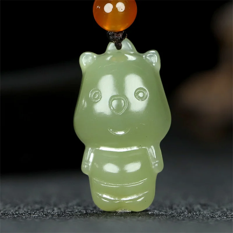 Hot Selling Natural Hand-carve Hetian Yu Cyan Little Bear Necklace Pendant Fashion Jewelry Accessories Men Women Luck Gifts1