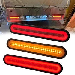2Pcs Waterproof LED Trailer Tractor Truck Tail Light 3 in1 Neon Brake Stop Turn Signal Boat Car Flowing Water Rear Lamps 12V 24V